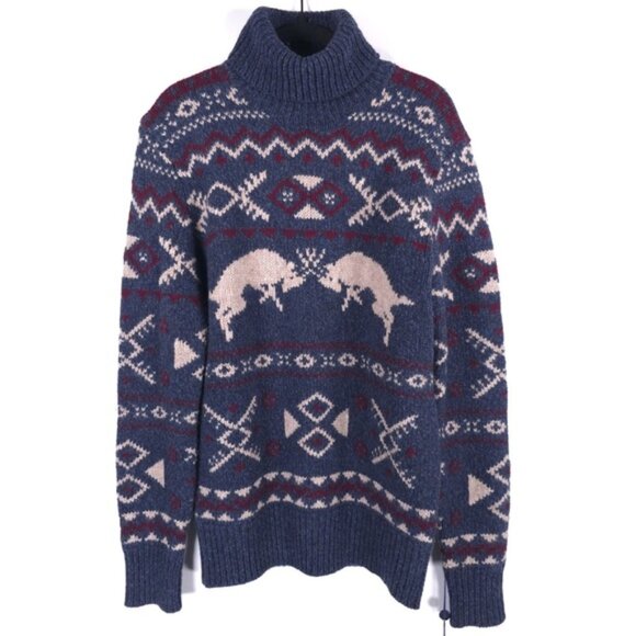 NWT Polo Ralph Lauren WOOL CASHMERE Fair Isle Patterned Turtleneck Sweater SMALL - Picture 1 of 16